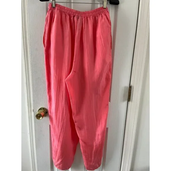 Vtg 1980's Stewart Sport By eStewart Peach Full Elastic Waist Pants Saks Fifth A